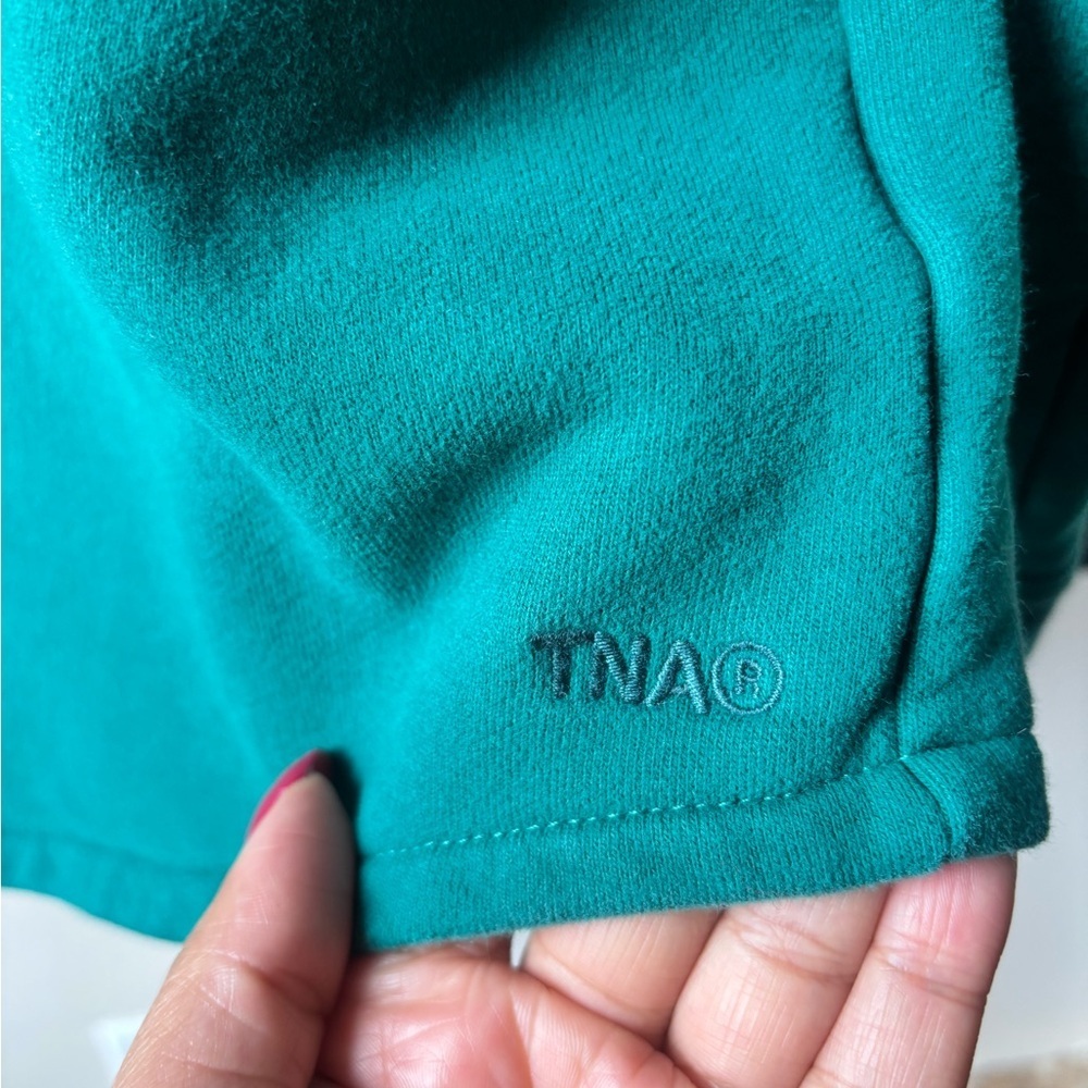 TNA | cozy sweat fleece * in emerald boyfriend fit | size small - Picture 4 of 6